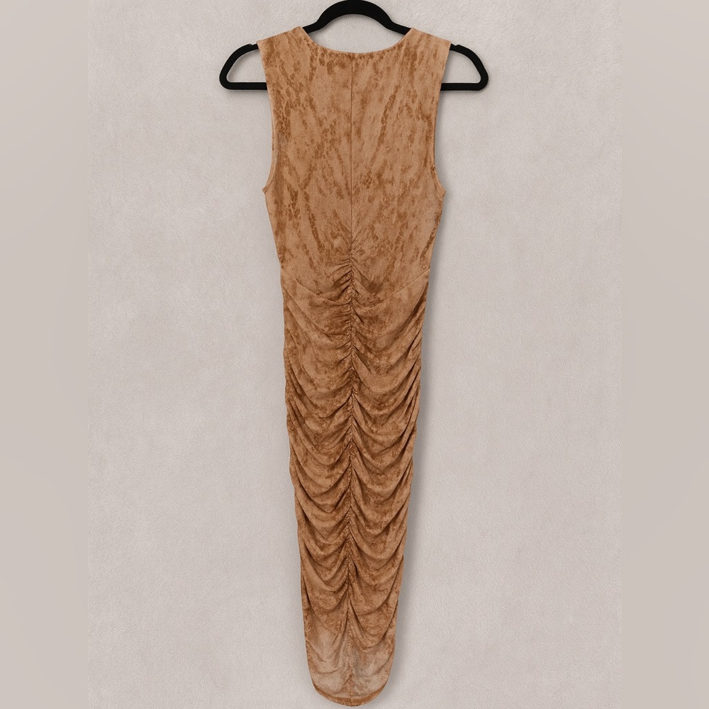 Elegant Tan Sleeveless Dress Size M - Picture 2 of 3